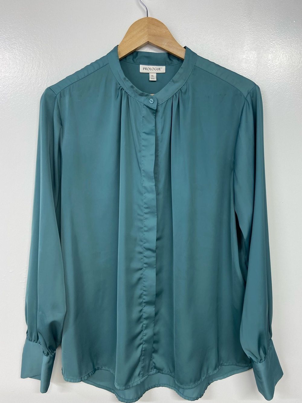 Prologue Blue Tempest Satin Blouse Size XL